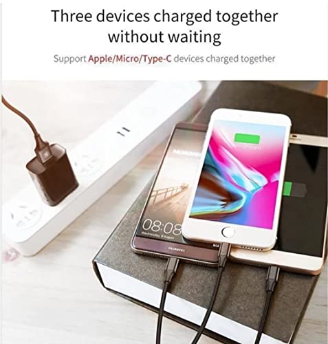 3 Foot 3-in-1 Nylon Braided Fast Charging Cable – Universal USB Micro, Type-C, and Lightning Connector for Efficient Power Delivery – Durable, Tangle-Free Design for On-the-Go Convenience – Ideal Charging Solution for Smartphones and Devices