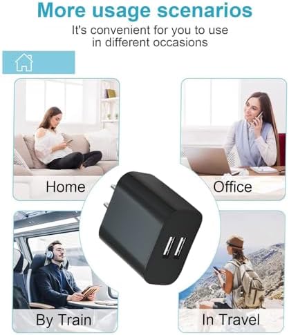 3-Pack Dual Port USB Wall Charger – Rapid Charge Block for i Phone 14/13/12/11 Pro/Max, Galaxy & Android Devices – Compact Travel Adapter with Advanced Safety Features for Home & On-the-Go Power Solutions