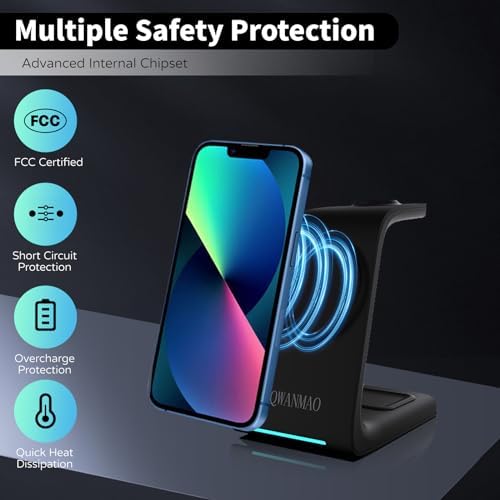 Ultimate 3-in-1 Magnetic Fast Wireless Charging Station for Apple Devices – Seamless Power for i Phone 12-16 Series, Air Pods 2/3/Pro, and Apple Watch Series 2-8, SE, Ultra – Compact, Efficient Design with 7.5 W and 15 W Fast Charging Options – Qi-Certified Convenience for Your Home or Office