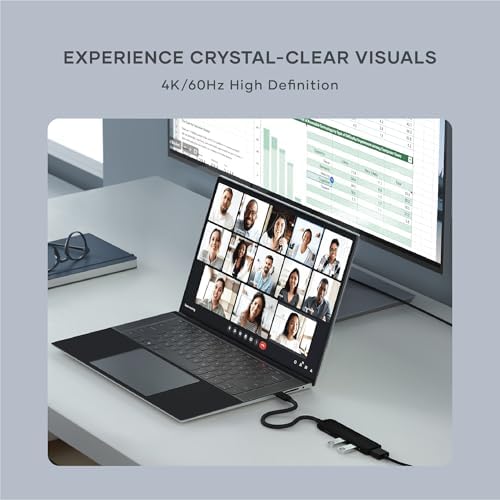 Satechi 4-in-1 USB-C Hub Multiport Adapter – Enhance Your Connectivity with 4 K HDMI Output, Dual USB 3.0 Ports, and a Sleek Black Design for Mac Book & Chromebook Users – Perfect for Remote Work and Media Streaming