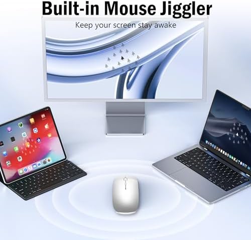 Versatile Wireless Bluetooth Mouse for Mac Book Air, Mac Pro, & i Pad – Sleek Rechargeable Silent Mouse with Dual Connectivity (USB-C & 2.4 G) – Travel-Friendly Jiggler Mice Mover in Stylish Purple – Perfect for Professionals & On-the-Go Users