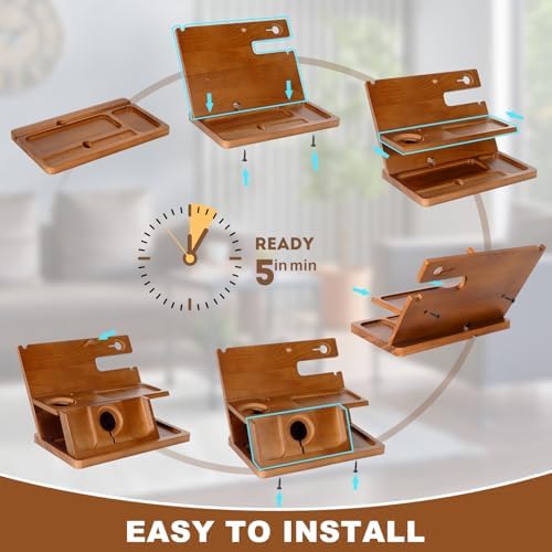 Elevate Your Charging Game: 3-in-1 Wooden Charging Station for i Phone 16, Compatible with Apple Watch and Air Pods – Perfect Father’s Day Gift for Dads, Husbands, and Sons – Sleek Nightstand Organizer with Enhanced Speed and Style
