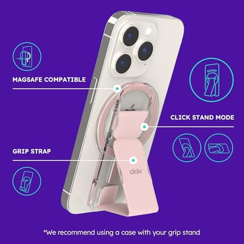 Elevate Your Mobile Experience with the CLCKR Mag Safe 3-in-1 Phone Grip – Lilac – Innovative Grip, Kickstand & Finger Loop Technology for i Phone 16/15/14/13/12, Galaxy S25/S24/S23/S22, and Pixel Devices – Stylish & Durable Accessory for Effortless Compatibility – Ultimate Convenience & Hands-Free Usability for Everyday Adventures – Enhance Your Smartphone’s Functionality Today!