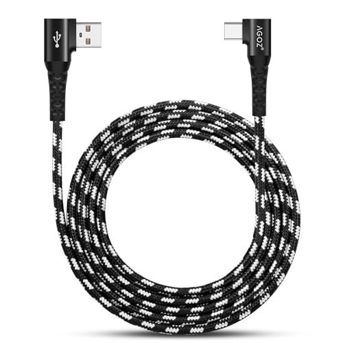 Versatile 3-Pack USB C Fast Charging Cables – Agoz Right Angle Braided Cords for Samsung Galaxy S24/S23/S22/S21, i Phone 15/16 Pro Max, and More – Durable, Tangle-Free Design with 4 ft, 6 ft, and 10 ft Lengths for Ultimate Charging Flexibility and Comfort