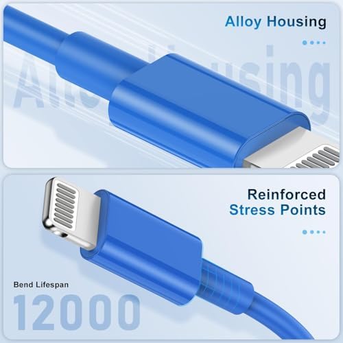 Premium 3-Pack Apple MFi Certified Lightning to USB Charger Cables – 6 FT Durable Fast Charging Cords for i Phone 13/12/11/11 Pro/11 Max/X/XS/XR/XS Max/8/7/6 – Enhanced Performance and Extended Reach for Seamless Device Connectivity