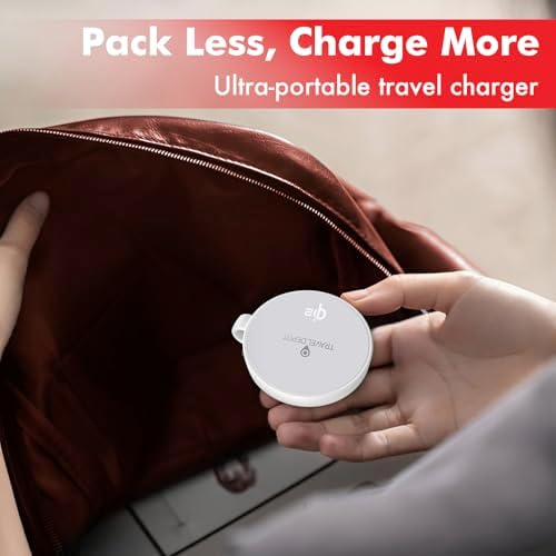 Ultra-Portable 2-in-1 Wireless Charger for Apple Devices – 15 W Qi 2 Certified Magnetic Charging Puck with Built-In Stand for i Phone, Air Pods & Apple Watch – Travel-Friendly Design with Durable USB-C Cable – Streamlined Charging Solution for On-the-Go Connectivity