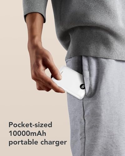 Ultra-Slim 10,000 m Ah Mini Power Bank with Built-in Cables – 22.5 W Fast Charging USB-C Battery Pack for i Phone 16/15/14 and Samsung Galaxy 24/23 – Essential Travel Charger for On-the-Go Power Needs