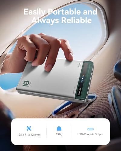Revolutionize Your Charging Routine with the Kuulaa Mag Safe 10000 m Ah Ultra-Slim Portable Battery Pack – Titanium Finish Wireless Power Bank for i Phone 12/13/14/15/16 with PD 20 W Fast Charging and Magnetic Alignment for Seamless Connectivity
