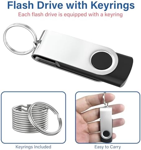 Reliable Wooolken 32 GB USB Flash Drives 10-Pack – Portable Memory Sticks with Keychains for Effortless File Transfers on PC & Laptop – Fast USB 2.0 Storage Solution in Sleek Black Design