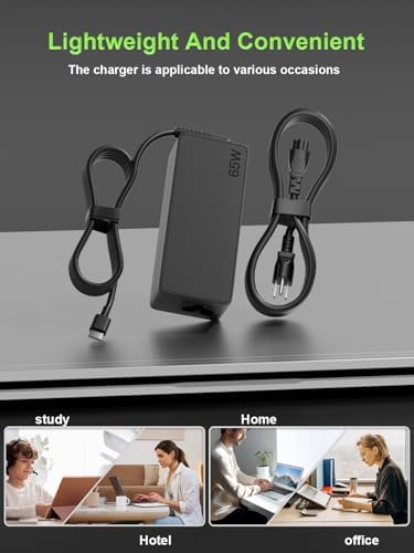 Rapid Charge 65 W USB-C Power Adapter for Lenovo Laptops – Ultimate Fast Charging Solution for Think Pad, Yoga, Chromebook, Ideapad Slim Duet & Think Book Series – Lightweight & Universal Compatibility for Maximum Efficiency on the Move