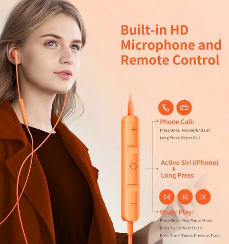 Premium Wired Earbuds with Microphone – Hi-Fi Stereo In-Ear Headphones for Powerful Bass & Crystal Clear Audio – Compatible with i Phone, Android & Most 3.5 mm Devices (Blue) – Ergonomically Designed for Comfort and Enhanced Daily Listening Experience