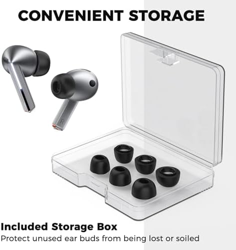 Premium Memory Foam Earbud Tips for Samsung Galaxy Buds3 Pro (2024) – 3 Size Set S/M/L for Noise Isolation and Enhanced Comfort – Ideal Replacement for Superior Sound Experience and Perfect Fit with Charging Case