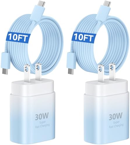 30 W Fast Charger for i Phone 15 Pro Max – 10 FT USB-C Cable & PD 3.0 Power Block | Rapid Charging for i Pad Pro/Air & Samsung S24 – Sleek Black Design for Ultimate Convenience and Durability