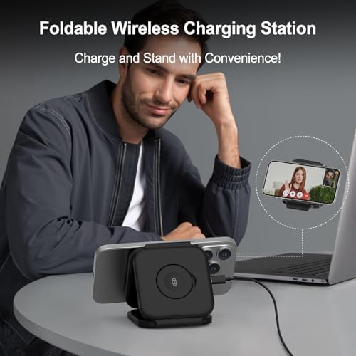 Ultimate 3 in 1 Magnetic Wireless Charging Station for Apple Devices – Foldable Travel Charger for i Phone 16, 15, 14, 13, 12 Pro Max, Apple Watch & Air Pods (Sleek White) – Fast, Portable & Durable Power Solution for Tech Enthusiasts