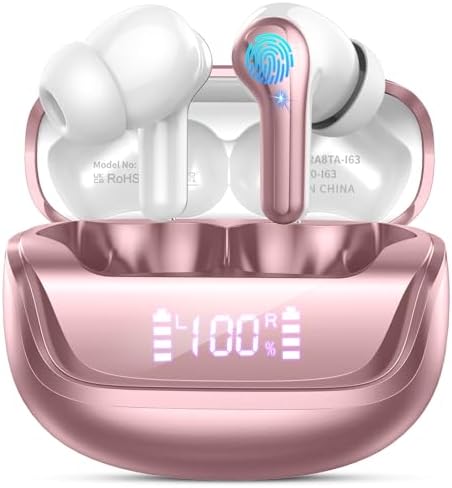 Premium Bluetooth 5.4 Noise Cancelling Wireless Earbuds with Advanced 4-Microphone Technology – Exceptional Stereo Sound Quality & Real-Time LED Battery Status for Active Lifestyles, Perfect for Audiophiles and Professionals on the Go