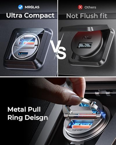 MRGLAS 90 W USB C Car Charger – Rapid PD45 W & QC3.0 Dual Port Adapter for i Phone 16 Pro Max & Samsung S25 – Stylish Purple Fast Charging Solution for On-the-Go Power Needs – Compact & Reliable Cigarette Lighter Charger for Busy Lifestyles