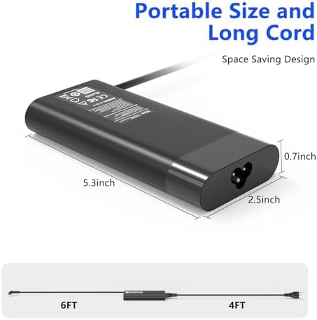 High-Performance 150 W Laptop Charger for HP ZBook, Studio, OMEN, and Pavilion – Optimized AC Adapter with Advanced Protection System and Rapid Charging Capabilities, Compatible with Multiple Models Including ZBook Fury G7/G8 and Elite Book 855 G7, Reliable Power Supply with Built-in Heat Dissipation Technology for Safe Operation and Long-Lasting Use, Includes Power Cord and 24/7 Customer Support