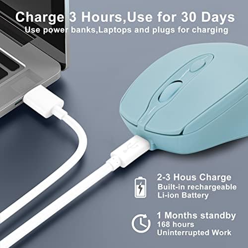 Sleek Silent Rechargeable Wireless Mouse – Ergonomic Light Green Design for Laptop, i Pad, Mac Book, Surface Pro, and More – Perfect for Travel and Everyday Use with Dual Mode Bluetooth Compatibility