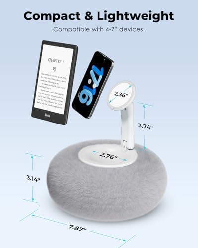 Viozon Phone Holder for Bed, Magnetic Pillow Stand, Compatible with 4-7″ Phone/Kindle with Small Storage, Removable Suction Base for Stability, Idea for Kindle Reading and Video Watching On Bed,Grey – Enhanced Compatibility and Speed