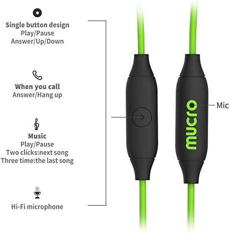 Experience Unmatched Performance with MUCRO Sports Wired Earbuds – Sweatproof Over-Ear Hook Design for Secure Fit, Enhanced Sound Quality, and Integrated Microphone for Calls – Ideal for Running, Gym Workouts, and High-Energy Activities – Compatible with 3.5 mm Jack Devices in Vibrant Green