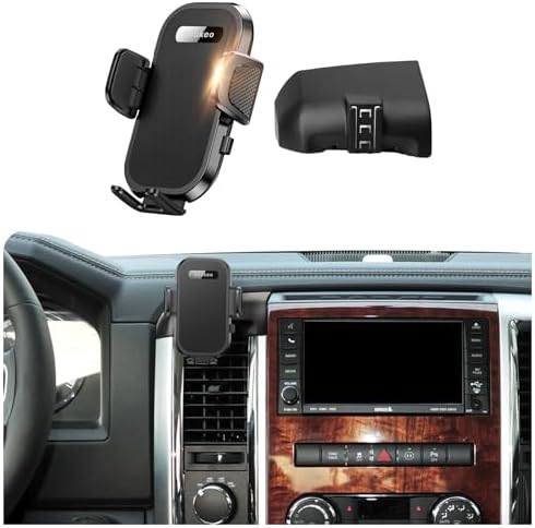 Enhanced Dodge Ram Phone Holder for 2013-2018 Models | Adjustable 360-Degree Cell Phone Cradle for 4-7 Inch Smartphones | Ultimate Driving Convenience & Stability | Easy Tool-Free Installation | Sleek Design for Modern Interiors