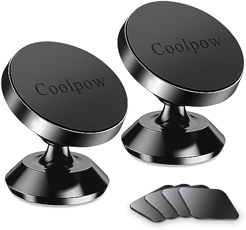 Introducing the Coolpow Magnetic Car Phone Holder – 2-Pack | Ultra-Strong Magnet for Secure Smartphone Mounting | 360-Degree Rotatable Dash Accessory for i Phone & Samsung | Includes 4 Versatile Metal Plates for Universal Compatibility | Effortless Installation for Safer Driving Experience | Enhance Your Car’s Interior with Sleek Design and Reliable Functionality | Ideal for Navigation, Hands-Free Calls, and Music Streaming | Elevate Your Automotive Accessories for Maximum Convenience and Safety on the Road