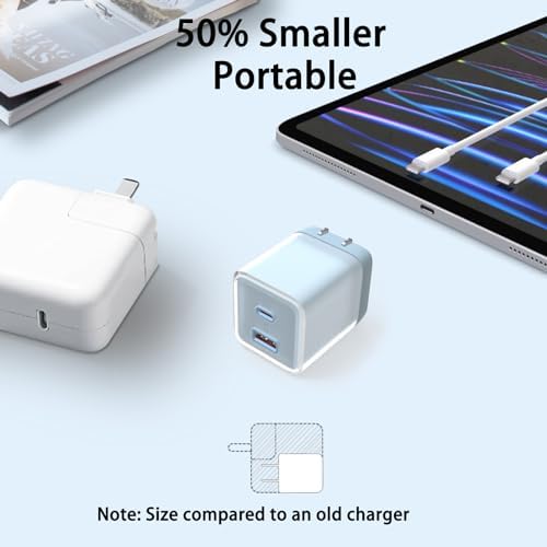 Ultra-Compact 70 W Ga N Dual USB-C Fast Charger – High-Efficiency Wall Adapter for Mac Book Pro/Air, i Pad Pro, Galaxy S23, Dell XPS 13, i Phone 16/15 Pro & Steam Deck – Rapid Charging with Universal Compatibility for Modern Devices