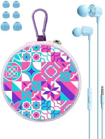 Beach Blue Kids Wired Earbuds – Ultra-Comfortable In-Ear Headphones with Mini Ear Tips, Integrated Mic, and Travel-Friendly Case – Superior Stereo Sound for Classroom Learning and Active Play – Ideal for Daily Use and On-the-Go Adventures