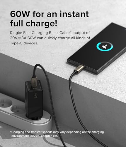 Upgrade Your Tech Game with the Ringke 6.6 FT USB C to USB C Cable – 60 W Fast Charging, Durable for i Phone 15/16, Galaxy, Pixel & More – Perfect for Home, Office & On-the-Go Data Transfer