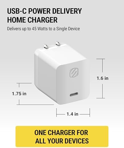 Scosche HPDC20-SP 20 W USB-C Fast Charger Mini Cube Wall Adapter – Ultra-Portable Power Delivery 3.0 for Swift Device Charging, 4 X Faster Charge Speed, Sleek Black Design for Enhanced Compatibility and Efficiency