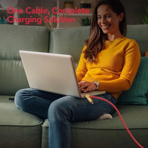 4-in-1 Universal Multi USB Charging Cable – 240W Max Fast Charger Cord with Multiple Connectors for iPhone 16/15/14/13, iPad, Samsung, MacBook, Tablets & More (Black, 6.6Ft) – Enhanced Compatibility and Speed