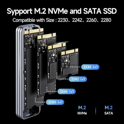 Ultra-Fast 10 Gbps USB 3.2 Gen 2 SSD Enclosure for M.2 NVME/SATA Drives – Versatile External Adapter for 2230/2242/2260/2280 SSDs, MD87 Model with Enhanced Durability & Easy Setup – Perfect for Tech Enthusiasts & Professionals Seeking High-Speed Data Transfer Solutions