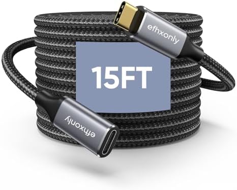 5 ft USB C Extension Cable – Ultra-Fast 10 Gbps Data Transfer & 100 W Power Delivery – Perfect for i Phone 16/15, Mac Book Air/Pro & i Pad Pro – Durable 2-Pack for Enhanced Connectivity & Versatile Device Setup