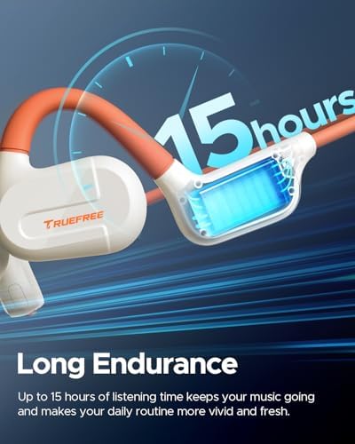 truefree F2 Open Ear Bluetooth 5.3 Sport Headphones – Wireless Air Conduction Earbuds with 16.2 mm Enhanced Bass, Dual Mic for Clear Calls, 15-Hour Playtime, Multipoint Connection, and App Control for Ultimate Compatibility and Performance