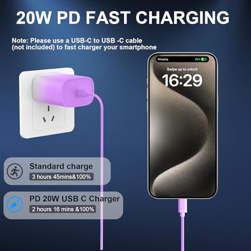 Experience Rapid Power Revitalization with the 20 W USB-C Fast Charger for i Phone 15 Pro Max – Complete with 6.6 FT Robust Cable for Ultimate Flexibility and Compatibility with i Pad Pro – Your Ideal On-the-Go Charging Solution with Enhanced Safety Features and Efficient Energy Delivery.