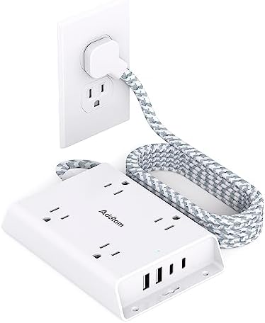Ultimate 15 ft Surge Protector Power Strip with 4 USB Ports, Addtam Flat Plug Extension for Home Office and College Dorm – Enhanced Compatibility, Space-Saving Design, and Fast Charging for Multiple Devices