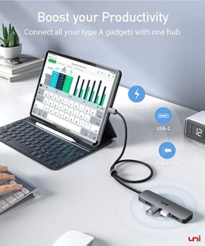 Maximize Your Device Potential with the uni Aluminum USB-C Multiport Adapter – 4 High-Speed Ports for Laptops, Mac Book Pro/Air, i Pad Pro & More, Sleek Design for Effortless Port Expansion and Enhanced Productivity