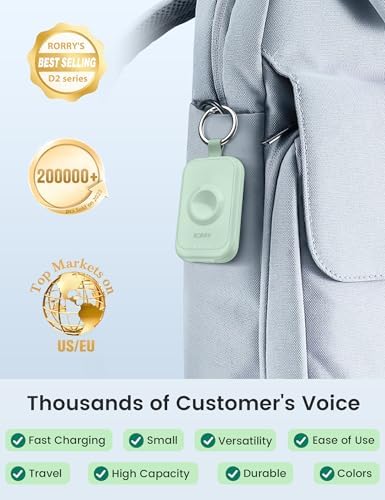 Compact RORRY 2500 m Ah Portable Charger for Apple Watch – Fast Charging Power Bank with Built-in USB-C Cable, Ideal Travel Companion for Series 10, 9, 8, 7, 6, 5, Ultra 2, and SE, Stylish Pink Design for On-the-Go Charging and Enhanced Device Compatibility