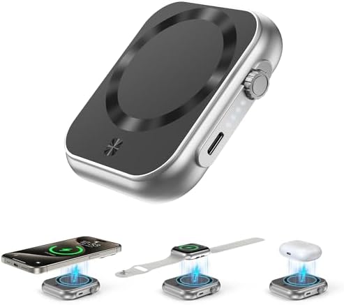 Ultimate 3-in-1 Magnetic Power Bank – 5000 m Ah Wireless Charger for i Phone 16/15/14/13/12, Apple Watch & Air Pods – 22.5 W Fast Charging, Lightweight Portable Battery Pack with LED Status Indicators – Enhanced Compatibility for On-the-Go Power Solutions