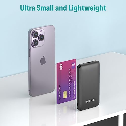 Ultra-Slim 6000 m Ah Portable Charger with Built-in Cables – Lightweight Fast Charging Power Bank for i Phone, Samsung, and Android Devices – Perfect Travel Companion for On-the-Go Power Solutions