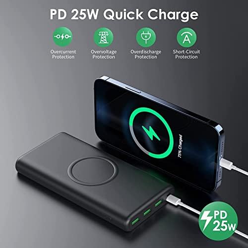 Ultra-High Capacity Wireless Portable Power Bank – 33,800 m Ah with 15 W Fast Wireless Charging & 25 W PD QC 4.0 – Versatile Dual Input & 5 Output Ports – Ideal for i Phone 16/15/14/13/12 & Android Devices – Essential Travel Companion with Enhanced Speed and Durability