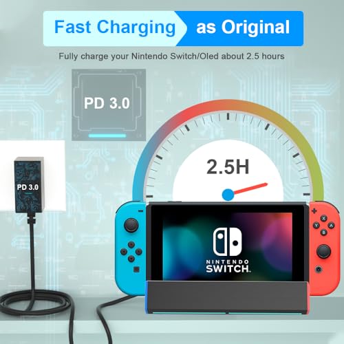 10 FT USB-C Power Adapter for Nintendo Switch & Lite – High-Speed 15 V 2.6 A Charger for Ultimate Gaming Freedom – Enhanced Dock Compatibility for Continuous Play and Versatile Setup