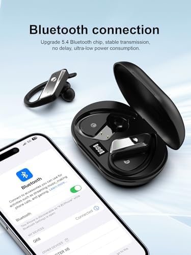 Advanced Bluetooth 5.4 Wireless Earbuds with 53 Hours Extended Playtime – Sports-Ready, Sweat-Resistant Headphones Featuring LED Battery Indicator, Built-In Microphone for Crystal Clear Communication and Gaming Performance – Ergonomic Over-Ear Design for Maximum Stability and Comfort