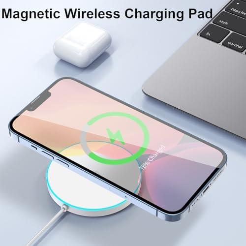 Enhance Your Charging Experience with the Premium 15 W Mag Safe Wireless Charger – LCD Display, Magnetic Fast Charging Pad for i Phone 12-16 Series, Sleek Glass Design, USB-C Port, Perfect for On-the-Go Power Solutions