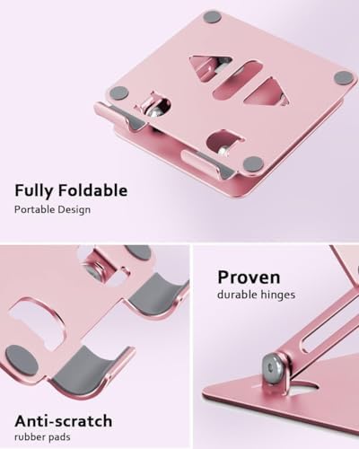 Versatile Adjustable Aluminum Tablet Stand Holder – Foldable and Lightweight Desktop Mount for i Pad Pro 12.9, i Pad Air, Mini, Samsung Galaxy Tabs, and Kindle Fire (4-12 inch) – Enhanced Stability and Comfort for Optimal Viewing Experience in Purple