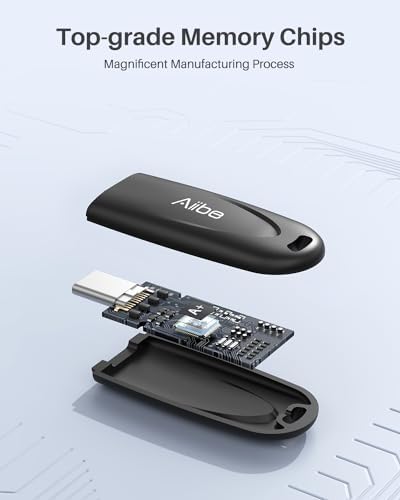 Aiibe 128 GB High-Speed USB 3.2 Type-C Flash Drive – Ultra-Slim Portable Memory Stick for Effortless Data Storage on Mac Book, Laptops, Smartphones, Tablets & i Phone 16 – Lightning-Fast 450 MB/s Transfer Speed, Ideal for Students & Professionals