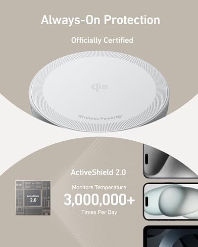 Elevate Your Charging Experience with the Anker Mag Safe Wireless Charger Pad for i Phone 16 Series – Qi2 Certified 15 W Fast Charge, USB-C Adapter Included, Compatible with i Phone 16/16 Plus/16 Pro/16 Pro Max/15/14/13/12 – Sleek, Magnetic Design Ensures Optimal Alignment and Performance
