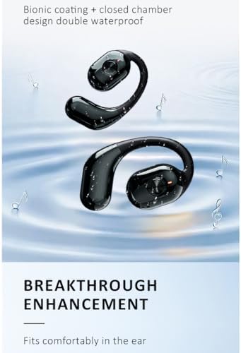 Revolutionary Open Ear Bluetooth 5.3 Headphones with Smart Battery Display – Uninterrupted 30-Hour Playtime, IP4 Waterproof for Ultimate Active Performance, Ideal for Cycling, Running, and Fitness – Experience Unmatched Comfort and Awareness in Black