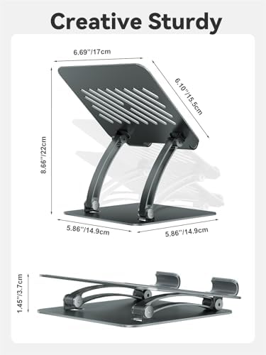 Tounee Aluminum Tablet Holder Stand – Dual Rod Adjustable Mount for Tablets, Kindles & Monitors (4.7″-16.5″) – Portable & Durable Desktop Accessory for Enhanced Viewing Comfort and Productivity