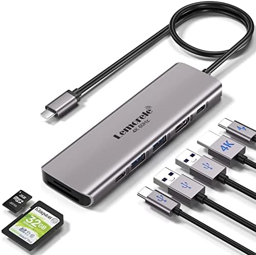 Lemorele 7-in-1 USB C Hub Multiport Adapter – Ultimate 4 K 60 Hz HDMI Docking Station for Mac Book, i Pad, Surface & More – 100 W Power Delivery, Dual USB 3.0 & USB C Ports, SD/TF Card Slots for Fast Data Transfer – Compact & Durable Accessory for Professionals on the Go